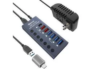 Aluminum 7 Ports USB 3.0 hub with Charging Function, 36W (12V/3A) Power Adapter,Individual Power swiches Aluminum 7 Ports USB 3.0 hub with Charging Function, 36W (12V/3A) Power Adapter,Individual Power swiches