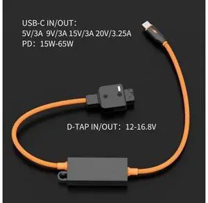 DT-PD 20 V-Mount Charger Braided Cable D-Tap To USB-C PD Fast Charging For Cameras & Phones DT-PD 20 V-Mount Charger Braided Cable D-Tap To USB-C PD Fast Charging For Cameras & Phones