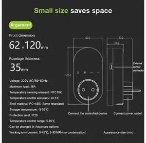 Digital Energy Plug LED Thermostat Plug Outlet 16A Remote Control Temperature Controller For Heating Cooling EU Digital Energy Plug LED Thermostat Plug Outlet 16A Remote Control Temperature Controller For Heating Cooling EU