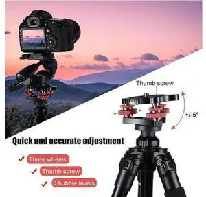 Tripod Leveling Base With 3/8 To 1/4 Bracket Adapter, Aluminum Alloy Camera Leveler For Macro-Panoramic Photograph Tripod Leveling Base With 3/8 To 1/4 Bracket Adapter, Aluminum Alloy Camera Leveler For Macro-Panoramic Photograph
