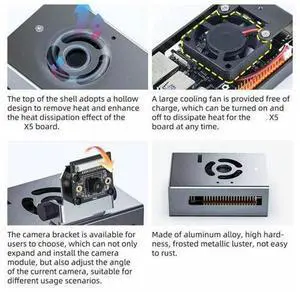 Main Control Chassis Shell For RDK X5 With Cooling Fan Protection Support Camera Installed For RDK X5 Robot Car Board Main Control Chassis Shell For RDK X5 With Cooling Fan Protection Support Camera Installed For RDK X5 Robot Car Board
