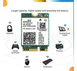 BE202 7 Card +2X10db Antenna 2.4/5/6G Tri-Band 5374M Gigabit Card Bluetooth 5.4 BE202 7 Card +2X10db Antenna 2.4/5/6G Tri-Band 5374M Gigabit Card Bluetooth 5.4