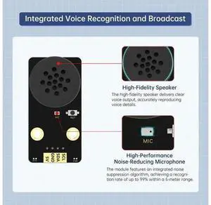 Programmable Sound Sensor AI Voice Recognition Module Voice Broadcasting Custom Wake Word Training Interaction Mod Programmable Sound Sensor AI Voice Recognition Module Voice Broadcasting Custom Wake Word Training Interaction Mod