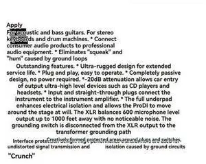 PRO D1 Audio Isolator Audio Current Noise Eliminator Bass Guitar DI Box Instrument Sensor PRO D1 Audio Isolator Audio Current Noise Eliminator Bass Guitar DI Box Instrument Sensor