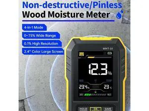 Digital Inductive Wood Moisture Meter Hygrometer 0.1% Pinless Non-Contact Timber Damp Wall Detector Humidity Temp Digital Inductive Wood Moisture Meter Hygrometer 0.1% Pinless Non-Contact Timber Damp Wall Detector Humidity Temp