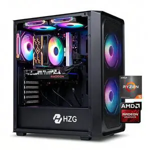 HZG Prebuilt Gaming Desktop PC - AMD Ryzen 5 5600, Radeon RX 6600 8GB, 32GB DDR4 RAM, 1TB NVMe SSD, Wi-Fi 6, ARGB Cooling, Windows 11 HZG Prebuilt Gaming Desktop PC - AMD Ryzen 5 5600, Radeon RX 6600 8GB, 32GB DDR4 RAM, 1TB NVMe SSD, Wi-Fi 6, ARGB Cooling, Windows 11