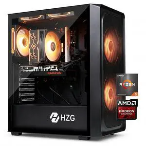 HZG M500 Prebuilt Gaming Desktop PC - AMD Ryzen 5 5600, Radeon RX 6600 8GB, 16GB DDR4 RAM, 1TB NVMe SSD, Wi-Fi 6, ARGB Cooling, Windows 11 HZG M500 Prebuilt Gaming Desktop PC - AMD Ryzen 5 5600, Radeon RX 6600 8GB, 16GB DDR4 RAM, 1TB NVMe SSD, Wi-Fi 6, ARGB Cooling, Windows 11