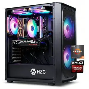 HZG M500 Prebuilt Gaming Desktop PC, AMD Ryzen 5 5600 6-Core, Radeon RX 6600 8GB, 16GB DDR4, 1TB NVMe SSD, Wi-Fi 6, VR Ready, Windows 11 HZG M500 Prebuilt Gaming Desktop PC, AMD Ryzen 5 5600 6-Core, Radeon RX 6600 8GB, 16GB DDR4, 1TB NVMe SSD, Wi-Fi 6, VR Ready, Windows 11