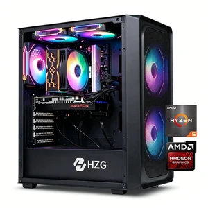 HZG Prebuilt Gaming Desktop PC, AMD Ryzen 5 5600 6-Core, Radeon RX 7600 8GB, 32GB DDR4, 1TB NVMe SSD, Wi-Fi 6, VR Ready, Windows 11 HZG Prebuilt Gaming Desktop PC, AMD Ryzen 5 5600 6-Core, Radeon RX 7600 8GB, 32GB DDR4, 1TB NVMe SSD, Wi-Fi 6, VR Ready, Windows 11