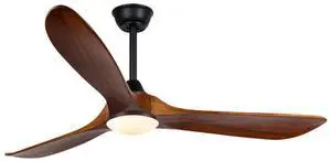 52in Ceiling fan 3 Blade Solid Wood, Propeller Ceiling Fan with Light, Reversible DC Motor, Quiet Operation, 3 Adjustable Downrods Walnut 60in 52in Ceiling fan 3 Blade Solid Wood, Propeller Ceiling Fan with Light, Reversible DC Motor, Quiet Operation, 3 Adjustable Downrods Walnut 60in