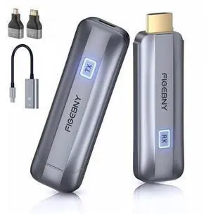 Wireless HDMI Transmitter and Receiver 4K, FIGEBNY Wireless HDMI Extender Sender Kit 2.4G/5G for Streaming Video Audio to Monitor for TV Box/PC/Laptop/HDTV/Projector Camera Portable Gray Wireless HDMI Transmitter and Receiver 4K, FIGEBNY Wireless HDMI Extender Sender Kit 2.4G/5G for Streaming Video Audio to Monitor for TV Box/PC/Laptop/HDTV/Projector Camera Portable Gray