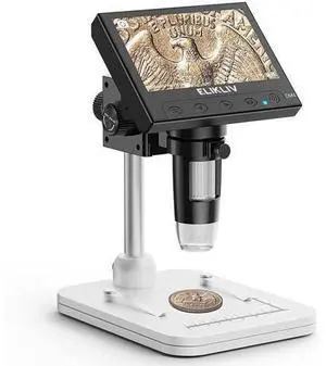 Microscope, LCD Digital Coin Microscope 1000x, Coin Magnifier with 8 Adjustable LED Lights, PC View Compatible with Windows/MacBook, EDM4, 4.3-Inch Microscope, LCD Digital Coin Microscope 1000x, Coin Magnifier with 8 Adjustable LED Lights, PC View Compatible with Windows/MacBook, EDM4, 4.3-Inch