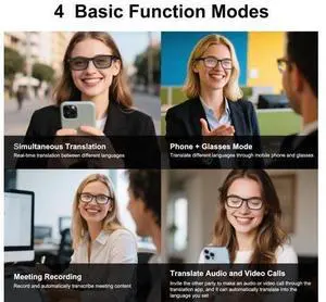 AI Smart Glasses for Men & Women with Chat GPT, AI Translation Bluetooth Glasses with 165+ Languages, Color-Change Lenses - UV & Blue Light Protection, Hands-Free Calls for Travel Meetings Business AI Smart Glasses for Men & Women with Chat GPT, AI Translation Bluetooth Glasses with 165+ Languages, Color-Change Lenses - UV & Blue Light Protection, Hands-Free Calls for Travel Meetings Business