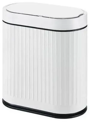 Bathroom Sensor Trash Can with Lid Automatic 2 Gallon Smart Garbage Can Bathroom Decor, 7.5 Liter Small Trash Bin, Motion Sensor Waterproof Wastebasket for Office, Bedroom, White Black Bathroom Sensor Trash Can with Lid Automatic 2 Gallon Smart Garbage Can Bathroom Decor, 7.5 Liter Small Trash Bin, Motion Sensor Waterproof Wastebasket for Office, Bedroom, White Black