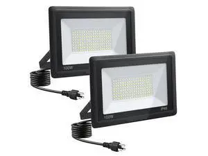 100W LED Flood Lights Outdoor, 2pack 10000lm Bright Led Work Light with Plug, 6500k Daylight White Outdoor LED Lights, IP66 Waterproof Patio Lighting 100W LED Flood Lights Outdoor, 2pack 10000lm Bright Led Work Light with Plug, 6500k Daylight White Outdoor LED Lights, IP66 Waterproof Patio Lighting