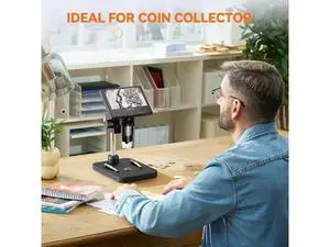 Coin Microscope, 4.3'' LCD Digital Microscope 1000x, Coin Magnifier with 8 Adjustable LED Lights, PC View Compatible with Windows/Mac, EDM4B, Black Coin Microscope, 4.3'' LCD Digital Microscope 1000x, Coin Magnifier with 8 Adjustable LED Lights, PC View Compatible with Windows/Mac, EDM4B, Black