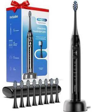 Sonic Electric Toothbrush for Adults, Rechargeable Ultrasonic Electric Toothbrush with 8 Brush Heads, Travel Case, Charging Base & Wireless Charging - 5 Modes with Smart Timer Sonic Electric Toothbrush for Adults, Rechargeable Ultrasonic Electric Toothbrush with 8 Brush Heads, Travel Case, Charging Base & Wireless Charging - 5 Modes with Smart Timer