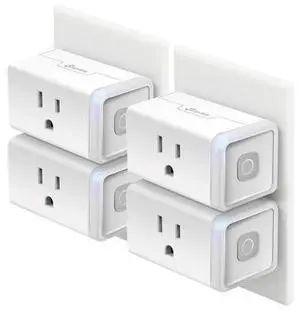 Plug HS103P4, Smart Home Wi-Fi Outlet Works with Alexa, Echo, Google Home & IFTTT, No Hub Required, Remote Control, 15 Amp, UL Certified, 4-Pack, White Plug HS103P4, Smart Home Wi-Fi Outlet Works with Alexa, Echo, Google Home & IFTTT, No Hub Required, Remote Control, 15 Amp, UL Certified, 4-Pack, White