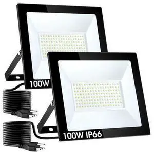 Flood Lights Outdoor with Plug,100W 10000LM Super Bright LED Work Light,IP66 Waterproof Security Light,Outside Floodlight for Garage,2 Pack Flood Lights Outdoor with Plug,100W 10000LM Super Bright LED Work Light,IP66 Waterproof Security Light,Outside Floodlight for Garage,2 Pack