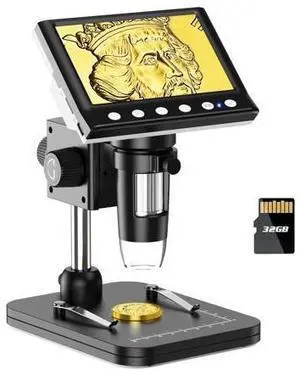 4.3" Coin Microscope, IPS Digital Microscope for Adults, Coin Magnifier with 8 LED Lights, Windows Compatible, Include 32GB Memory Card 4.3" Coin Microscope, IPS Digital Microscope for Adults, Coin Magnifier with 8 LED Lights, Windows Compatible, Include 32GB Memory Card