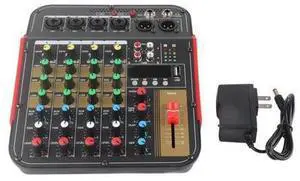 Audio Mixer Sound Mixing Console,Professional Mixing Console, 4 Channel Audio Mixer Controller USB Input 3 Band EQ Metal for Party KTV for Professional and Beginners Audio Mixer Sound Mixing Console,Professional Mixing Console, 4 Channel Audio Mixer Controller USB Input 3 Band EQ Metal for Party KTV for Professional and Beginners