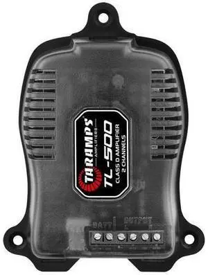 TL 500 Amplifier 90 Watts RMS at 2 Ohms, 2x 45 Watts RMS, 2 Channels Class D, Car Audio Amp, Stereo, A.R.T System, Automatic Activation, 8 ~ 16 VDC, Black, Small TL 500 Amplifier 90 Watts RMS at 2 Ohms, 2x 45 Watts RMS, 2 Channels Class D, Car Audio Amp, Stereo, A.R.T System, Automatic Activation, 8 ~ 16 VDC, Black, Small