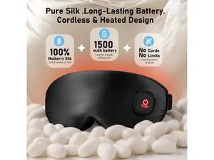 Heated Eye Mask, Silk Cordless Warm Eye Compress for Dry Eyes, Light Blocking Heat Eye Mask for Women Men, Soft Eye Heating Pad for Dry Eyes, Travel, Rechargeable, Washable Cover (Black) Heated Eye Mask, Silk Cordless Warm Eye Compress for Dry Eyes, Light Blocking Heat Eye Mask for Women Men, Soft Eye Heating Pad for Dry Eyes, Travel, Rechargeable, Washable Cover (Black)