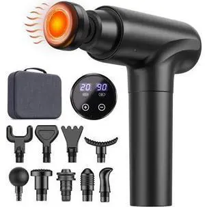 Massage Gun with Heat Head, Muscle Massage Gun Deep Tissue Back Massager for Pain Relief, 20 Speeds Handheld Electric Massager Tool with Silent Brushless Motor, Gym Office Home Travel Use Massage Gun with Heat Head, Muscle Massage Gun Deep Tissue Back Massager for Pain Relief, 20 Speeds Handheld Electric Massager Tool with Silent Brushless Motor, Gym Office Home Travel Use