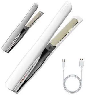 Cordless Hair Straightener and Curler 2 in 1, Fast Heating Cordless Flat Iron, Ultra-Light Portable Straightener for On The Go, Anti-Scald Design with USB-C Charging& Negative Ion (White) Cordless Hair Straightener and Curler 2 in 1, Fast Heating Cordless Flat Iron, Ultra-Light Portable Straightener for On The Go, Anti-Scald Design with USB-C Charging& Negative Ion (White)