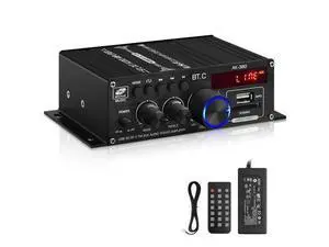 AK-380 USB SD BT.C FM AUX Audio Power Amplifier 2.0 CH 40W+40W HiFi Stereo AMP Speaker Bluetooth 5.0 Amp Receiver with 12V 5A Power Supply,FM Antenna for Car Home Bar Party AK-380 USB SD BT.C FM AUX Audio Power Amplifier 2.0 CH 40W+40W HiFi Stereo AMP Speaker Bluetooth 5.0 Amp Receiver with 12V 5A Power Supply,FM Antenna for Car Home Bar Party