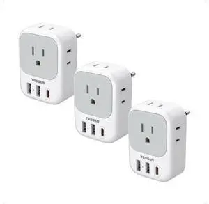 European Travel Plug Adapter USB C 3 Pack, PD 20W US to Europe Plug Adapter with 4 AC Outlets 3 USB Ports, Type C Power Adaptor for USA to EU Euro Spain France Iceland Italy Germany Greece European Travel Plug Adapter USB C 3 Pack, PD 20W US to Europe Plug Adapter with 4 AC Outlets 3 USB Ports, Type C Power Adaptor for USA to EU Euro Spain France Iceland Italy Germany Greece