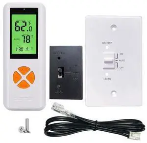Fireplace Thermostat Remote Control Kit, for Millivolt Gas Valve & Electronic Ignition Systems, 65ft Range, LCD Display, ON/AUTO/Off Modes, Timer & Child Lock Function Fireplace Thermostat Remote Control Kit, for Millivolt Gas Valve & Electronic Ignition Systems, 65ft Range, LCD Display, ON/AUTO/Off Modes, Timer & Child Lock Function
