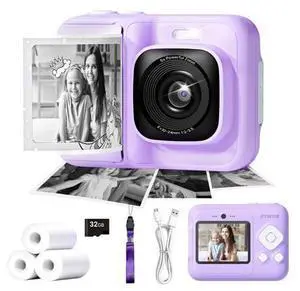 Kids Camera, 1080P Instant Digital Print Camera for Kids, Christmas Birthday Gifts for 4 5 6 7 8 9 10 Year Old Girls Boys, Portable Toy with 32GB SD Card & 3 Rolls Printing Paper, Purple Kids Camera, 1080P Instant Digital Print Camera for Kids, Christmas Birthday Gifts for 4 5 6 7 8 9 10 Year Old Girls Boys, Portable Toy with 32GB SD Card & 3 Rolls Printing Paper, Purple