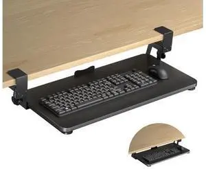 Keyboard Tray Under Desk Large C-Clamp 25.6 (30 Including Clamps) x 11.8 Slide-Out Platform Computer Drawer Pull Out Keyboard & Mouse Tray Black DSF4 Keyboard Tray Under Desk Large C-Clamp 25.6 (30 Including Clamps) x 11.8 Slide-Out Platform Computer Drawer Pull Out Keyboard & Mouse Tray Black DSF4