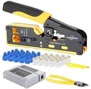 RJ45 Crimp Tool Kit Pass Through Ethernet Crimper Kit Cat5 Cat6 Cat7 Crimping Tool Kit,All-in-One Stripping Cutting Crimping Tool for RJ11/RJ12 Standard,RJ45 Pass Through Connectors RJ45 Crimp Tool Kit Pass Through Ethernet Crimper Kit Cat5 Cat6 Cat7 Crimping Tool Kit,All-in-One Stripping Cutting Crimping Tool for RJ11/RJ12 Standard,RJ45 Pass Through Connectors