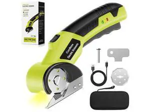 Cordless Electric Cutter, 4V Rechargeable Scissors Box Cutter with 2 Rotary Blades, USB Cable,Storage Bag, Safety Lock & LED Light, For Cardboard, Fabric, Plastic, Leather, Carpet, Packaging, DIY Cordless Electric Cutter, 4V Rechargeable Scissors Box Cutter with 2 Rotary Blades, USB Cable,Storage Bag, Safety Lock & LED Light, For Cardboard, Fabric, Plastic, Leather, Carpet, Packaging, DIY