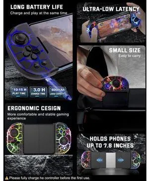 Phone Controller for iPhone, Android, wireless Game Joystick with Hall Effect Joystick/Turbo, RGB Controller for iPhone 16/15/14/13/12 Series, Galaxy S24/23/S22/S21 Series Play COD Mobile & More Phone Controller for iPhone, Android, wireless Game Joystick with Hall Effect Joystick/Turbo, RGB Controller for iPhone 16/15/14/13/12 Series, Galaxy S24/23/S22/S21 Series Play COD Mobile & More