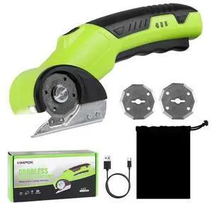 Electric Scissors & Cardboard Cutter, 4V Cordless Power Box Cutter for Recycling - 2000mAh Rechargeable Battery -Rotary Cutter Tool for Fabric, Carpet & Leather -Includes 3 Blades & Storage Bag Electric Scissors & Cardboard Cutter, 4V Cordless Power Box Cutter for Recycling - 2000mAh Rechargeable Battery -Rotary Cutter Tool for Fabric, Carpet & Leather -Includes 3 Blades & Storage Bag