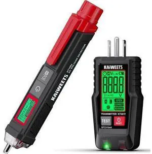 Electrical Test Kit, Non-Contact Voltage Tester and GFCI Outlet Tester with LCD Display, Wiring Fault Checker, Outlet Tester Kit for Electrician, DIY, 2-Piece Electrical Test Kit, Non-Contact Voltage Tester and GFCI Outlet Tester with LCD Display, Wiring Fault Checker, Outlet Tester Kit for Electrician, DIY, 2-Piece