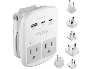 35W Universal Travel Adapter Kit 2 USA sockets, USB-A, USBC, 1x PD 35W USB-C and USBC Cable, Surge Protected, Plugs for EU, UK, China, AU, Japan - for Laptop, Phone, Camera-ETL Tested 35W Universal Travel Adapter Kit 2 USA sockets, USB-A, USBC, 1x PD 35W USB-C and USBC Cable, Surge Protected, Plugs for EU, UK, China, AU, Japan - for Laptop, Phone, Camera-ETL Tested