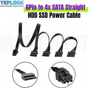 6Pin to 4x SATA SSD HDD Power Cables for Seasonic FOCUS PLUS 1000W 850W 750W 650W 550W Platinum Modular Power, 18AWG Flat Cable 6Pin to 4x SATA SSD HDD Power Cables for Seasonic FOCUS PLUS 1000W 850W 750W 650W 550W Platinum Modular Power, 18AWG Flat Cable