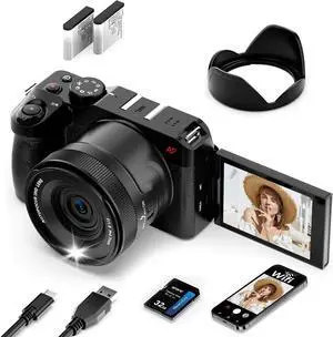 ORDRO Digital Cameras for Photography 5K-80MP Auto Focus Video Cameras for YouTube, 18X Zoom Camera with 180° Flip Screen, 2 Batteries, Lens Hood & 32GB Memory Card ORDRO Digital Cameras for Photography 5K-80MP Auto Focus Video Cameras for YouTube, 18X Zoom Camera with 180° Flip Screen, 2 Batteries, Lens Hood & 32GB Memory Card