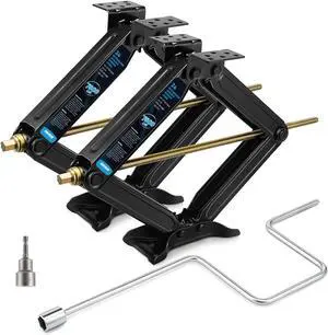 Kohree 7500lbs RV Stabilizer Leveling Scissor Jacks 24" for Travel Trailer Camper, Set of 2, Heavy Duty RV Stabilizer Jacks Kit with Crank Handle and Drill Bit, Black Kohree 7500lbs RV Stabilizer Leveling Scissor Jacks 24" for Travel Trailer Camper, Set of 2, Heavy Duty RV Stabilizer Jacks Kit with Crank Handle and Drill Bit, Black