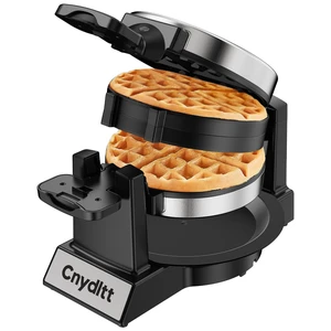 Double Waffle Maker - 1400W Rotating Belgian Waffle Iron, Cooks 2 at Once (8 Slices), 180° Flip Nonstick Plates, Smart Temp Control, Removable Drip Tray, Locking Lid, Stainless, Black Double Waffle Maker - 1400W Rotating Belgian Waffle Iron, Cooks 2 at Once (8 Slices), 180° Flip Nonstick Plates, Smart Temp Control, Removable Drip Tray, Locking Lid, Stainless, Black