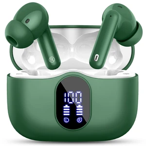 Wireless Earbuds, Bluetooth 5.4 Headphones Bass Stereo/Clear Calls, Green Wireless Earbuds, Bluetooth 5.4 Headphones Bass Stereo/Clear Calls, Green