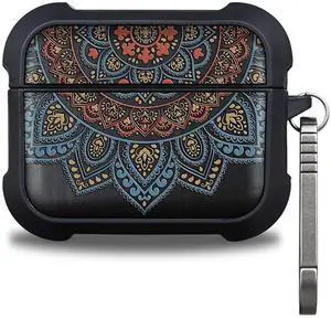 Patterit for AirPods Pro 3 Case, Shockproof Wooden Cover with Quick Released Keychain for AirPods Pro Case 3rd Generation (2025) Compatible with Wireless Charging, (Mandala Patterit for AirPods Pro 3 Case, Shockproof Wooden Cover with Quick Released Keychain for AirPods Pro Case 3rd Generation (2025) Compatible with Wireless Charging, (Mandala