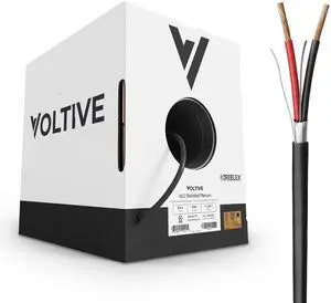 Voltive 16/2 Shielded Low Voltage Wire, Plenum CL3P, Black, 500ft - 16AWG, 2 Conductors, Overall Shield, Stranded Bare Copper, UL Listed - V-1285-2 Voltive 16/2 Shielded Low Voltage Wire, Plenum CL3P, Black, 500ft - 16AWG, 2 Conductors, Overall Shield, Stranded Bare Copper, UL Listed - V-1285-2