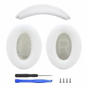 Ear Cushion and Headband for Bose QC45 QC35, Replacement Headstrap Pad Repair Part with Protein Leather& Memory Foam (White) Ear Cushion and Headband for Bose QC45 QC35, Replacement Headstrap Pad Repair Part with Protein Leather& Memory Foam (White)