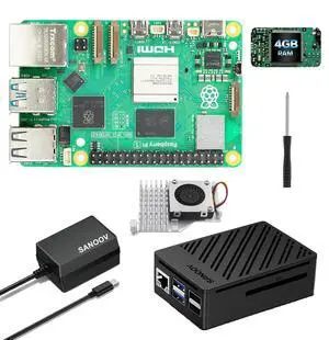 SANOOV Raspberry Pi 5 4GB Basic kit with Active Cooler,27W PD Power Supply,Pi5 ABS Case,Pi 5 4GB RAM Single Board and Screwdriver Included SANOOV Raspberry Pi 5 4GB Basic kit with Active Cooler,27W PD Power Supply,Pi5 ABS Case,Pi 5 4GB RAM Single Board and Screwdriver Included