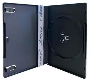 mediaxpo Standard Black Single DVD Cases 14MM - Eco-Friendly, Secure Locking Mechanism, Durable Tab Holders - Machinable Quality for Optimized Production (Pack of 25) mediaxpo Standard Black Single DVD Cases 14MM - Eco-Friendly, Secure Locking Mechanism, Durable Tab Holders - Machinable Quality for Optimized Production (Pack of 25)